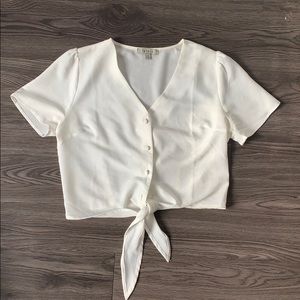 White Knotted Button Down